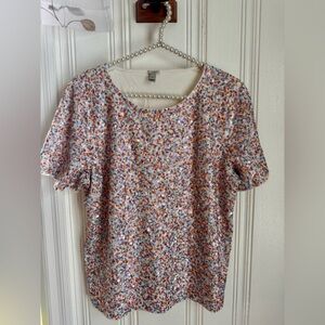 J. Crew Multicolor Sequin Short Sleeve Tee in White Base